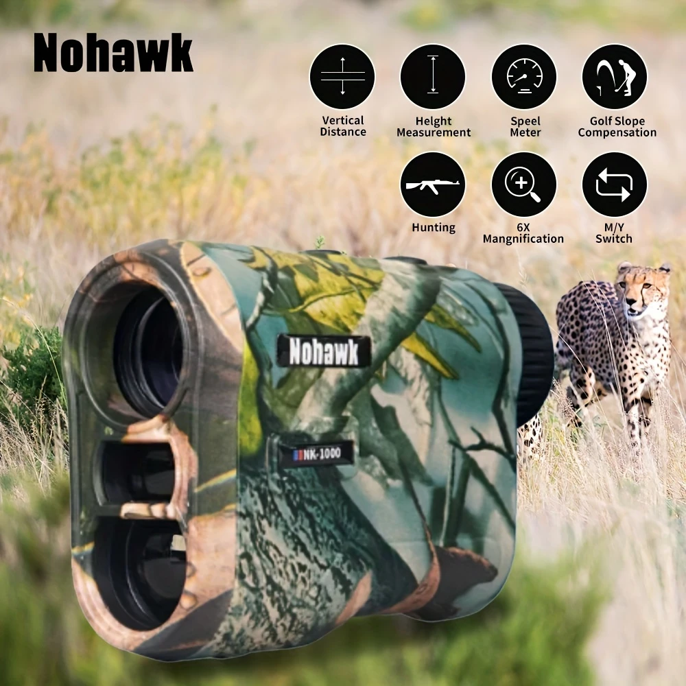 NOHAWK 1000m Rechargeable Laser Hunting Rangefinder M/Yard for Switch with Speed and Height Measurement Golf Mode Multifunctional Version for Hunters and Golfers, NOHAWK