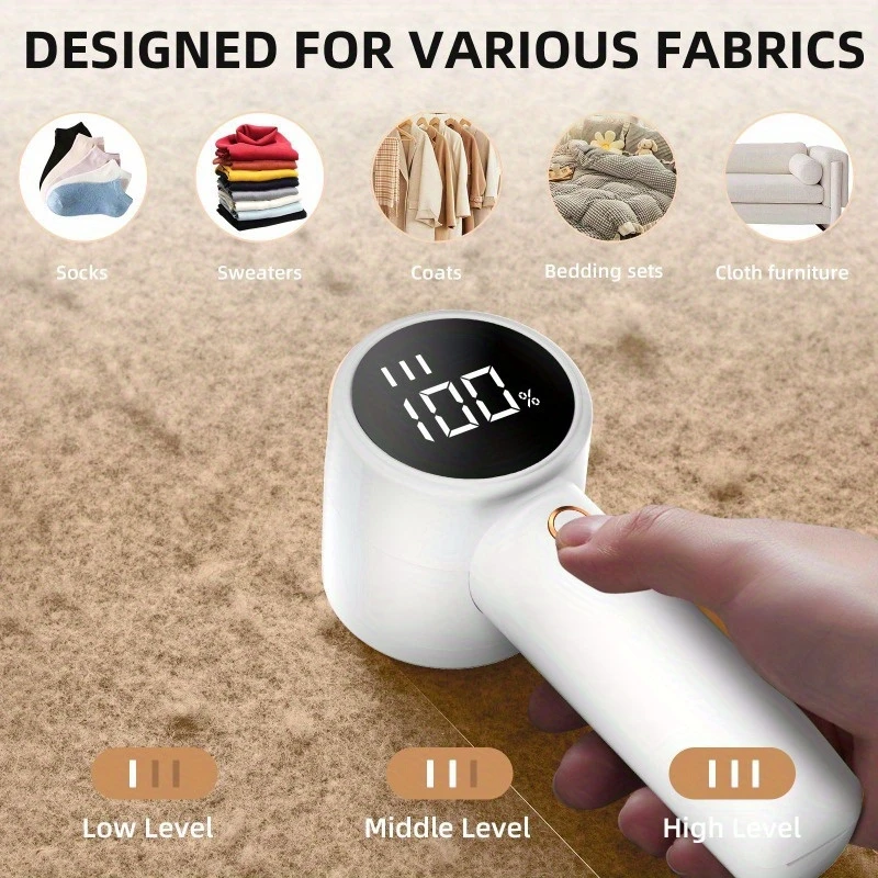 Electric Lint Remover, Knitwear Shaver, USB Rechargeable Sweater Shaver, Electric Lint Remover, LED Display, Lint Remover, Portable Trimmer for Hair Balls on Clothes, Bedding, Furniture, Carpets, Sofa, Cleaning Tools, Household Gadgets
