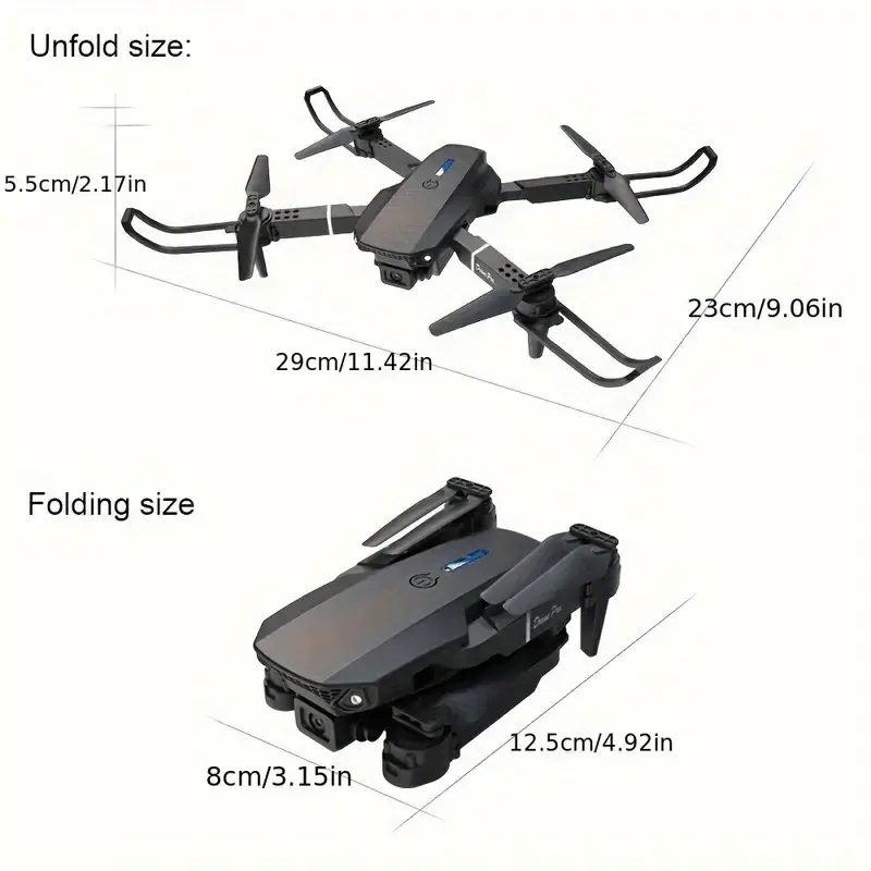 E88 Drone with Dual HD Cameras, 480p Video, Wi-Fi, USB Charging, 30m Max Altitude, 3m/s Speed, 96g Max Takeoff, Beginner Level, Indoor Use, App Control, One-Click Return, Rechargeable Battery, No GPS – Perfect for Aerial Photography & Gifts