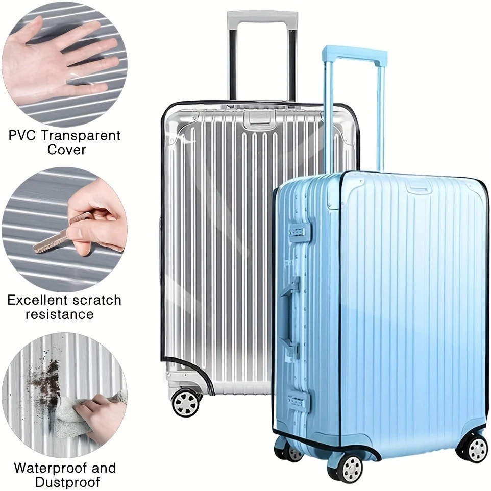 Reliable transparent PVC protective suitcase cover – scratch-resistant, dustproof, waterproof, easy to clean, ideal for safety while traveling and extending the life of your suitcase