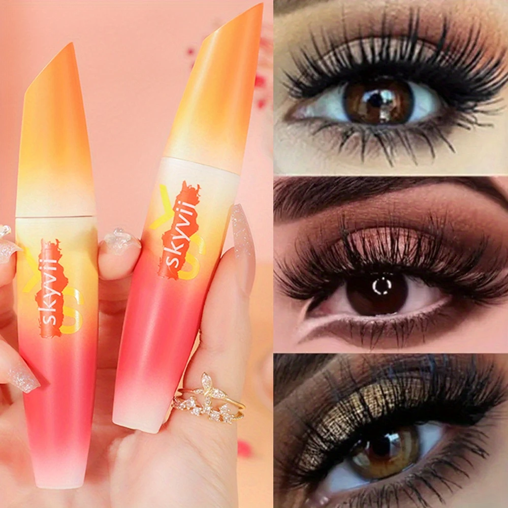 3D fiber mascara that thickens and lengthens lashes in a deep black color, waterproof and long-lasting without smudging, significantly increasing the length of eyelashes.