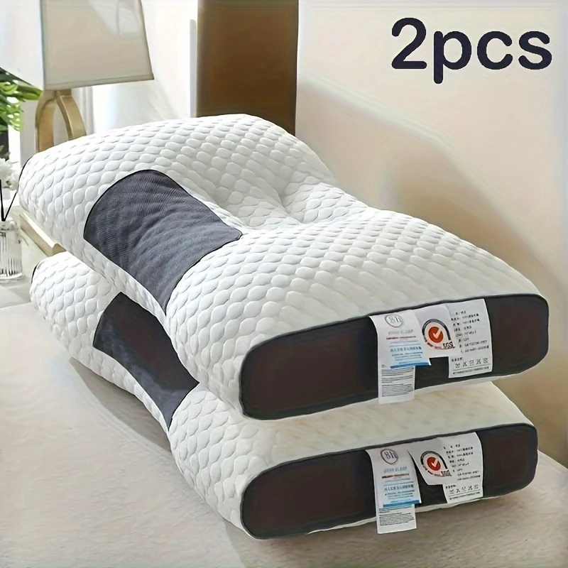 2pcs Ergonomic Adjustable Neck Pillows – Soft Knitted Cover, Modern Design with Zipper, High Quality Polyester Filling, Machine Washable for Sleeping Comfort, Perfect for Home and Bedroom Decor, Bedroom Comfort Accessories | Modern Pillow Design | Knitted Cover, Bed Pillows