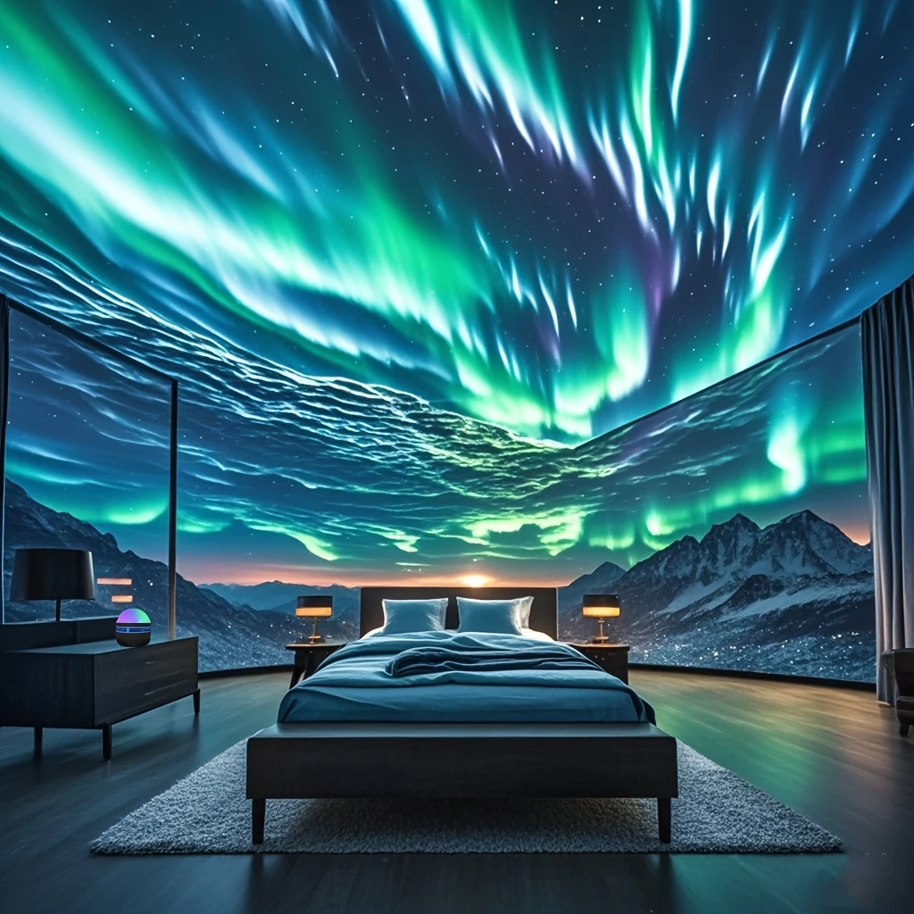 Northern Lights Projector, Plastic, USB Powered, with Remote Control and Non-Rechargeable Battery, Playroom, Bedroom, Living Room, Perfect Christmas Gift for Boys and Girls