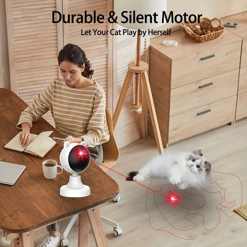 Interactive laser toy for cats – USB rechargeable, for use in the hand or on the table, automatic timer for endless fun