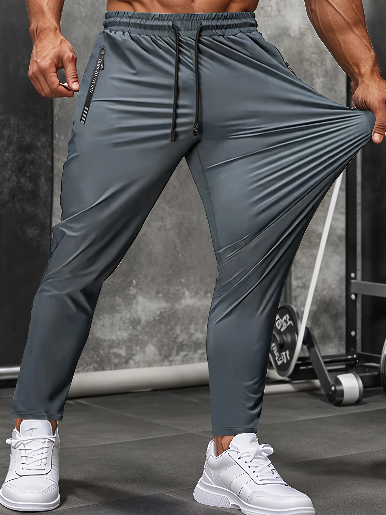 Men’s High-Elasticity Casual Business Cropped Pants with Zipper Pockets, Lightweight Nylon Blend, Straight Fit for Golf and Casual Attire, Golf Pants