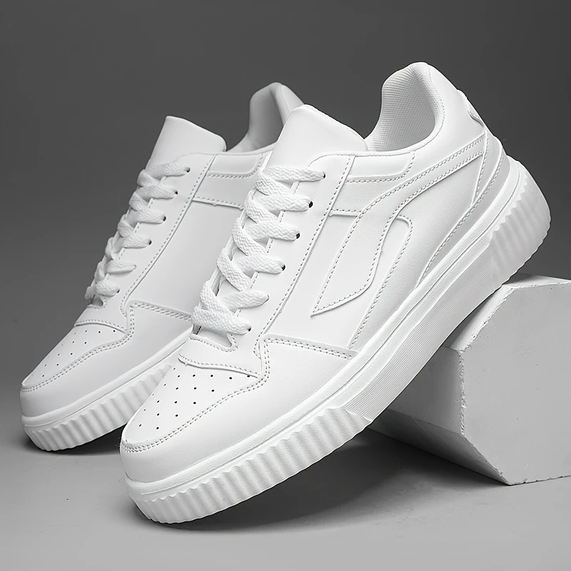 Men’s fashionable lace-up sneakers – Universal white, with a breathable mesh inner part