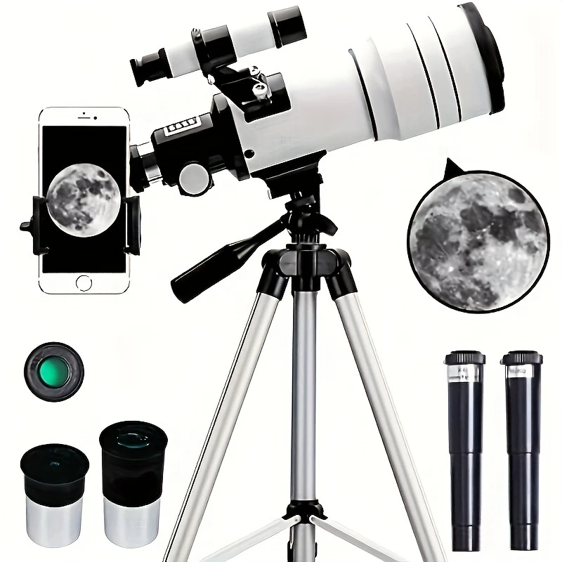 “Gift Mobile Phone Adapter And Tripod” F30070 HD Astronomical Telescope, With Tripod, 15X-150X Professional Astronomical Telescope, Portable High-powered Astronomical Telescope, Suitable For Star Watching, Moon Watching, Bird Watching, Camping, Friends Giving Gifts.