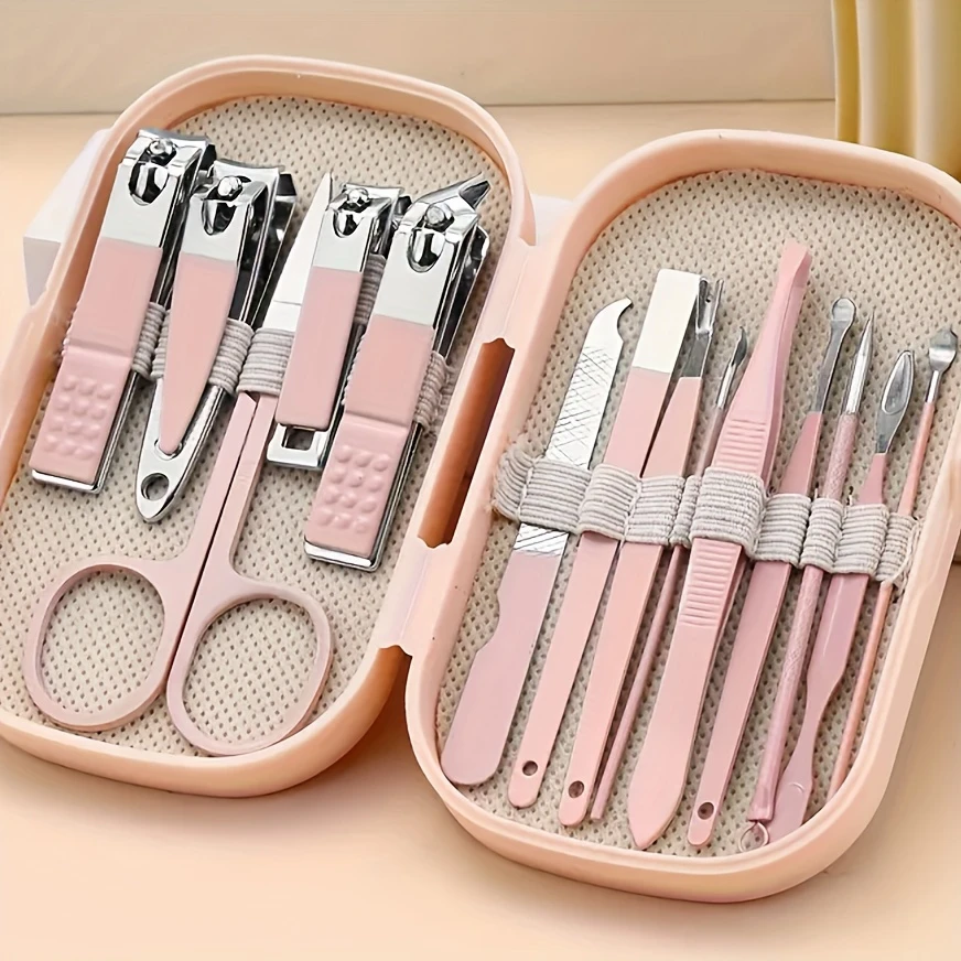 Modern Stainless Steel Nail and Foot Care Tool Set, 14 Pieces Including Nail Clippers and Shaping Tools, with Portable Storage Box – Universal Nail Care Set for Men and Women, Odorless, No Electricity or Batteries Required, Lightweight ≤300 Grams