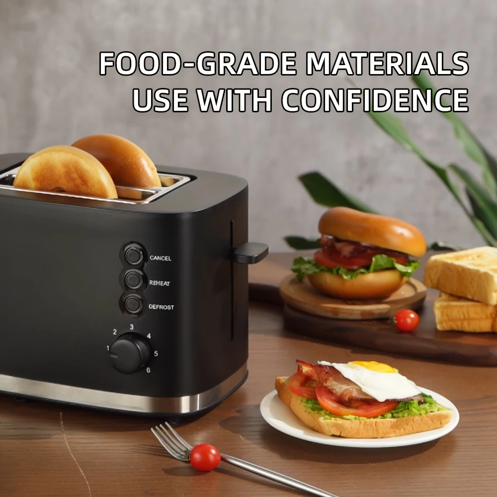 220V European Standard, Black Toaster for Home Breakfast, Portable Toaster, Anti-Suction Plastic Toaster, Double-Sided Toaster., Morning Meal Preparation | Stylish Modern Toaster | Sturdy Construction