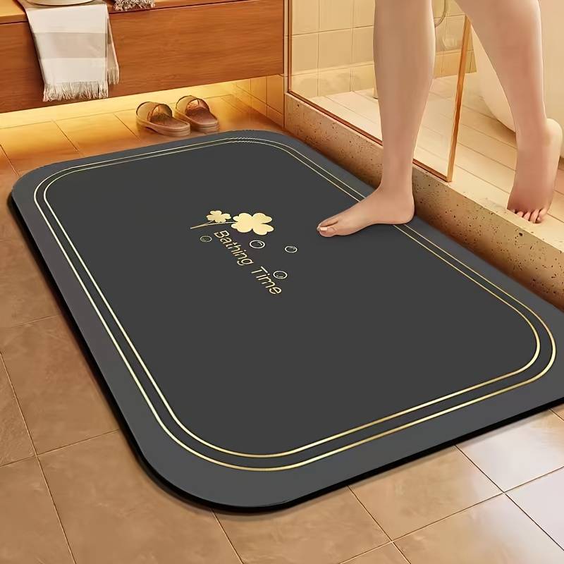T&C 1pc Super Absorbent Floor Mat For Bathroom Non Slip, Diatomaceous Bath Mats Fast Drying Soft