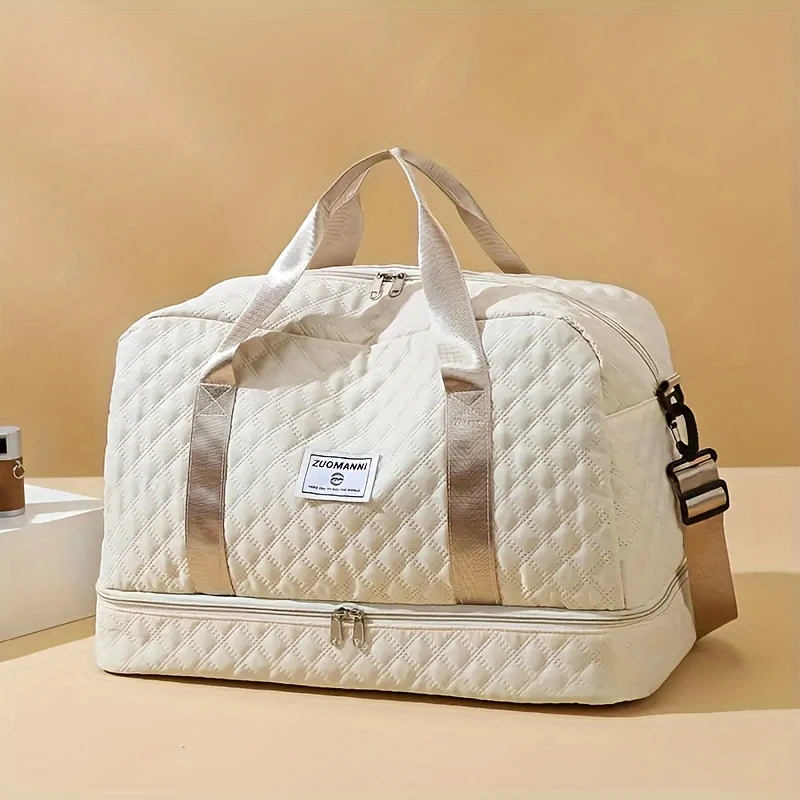 K Thrilling Travel Bag with Large Capacity Women’S Gym Bag, Luxury Oversized Handbag – Stylish And Practical Compartment Design, Multi-Functional with Dry And Wet Separation And Convenient Side Pocket, Suitable for Travel Adventures And Fitness Activities, Lightweighternity Bag, Storage Bag, Short Distance Business Luggage Bag, Independent Shoe Compartment, Lightweight Argyle Pattern Luggage Bag, Portable Overnight Ba