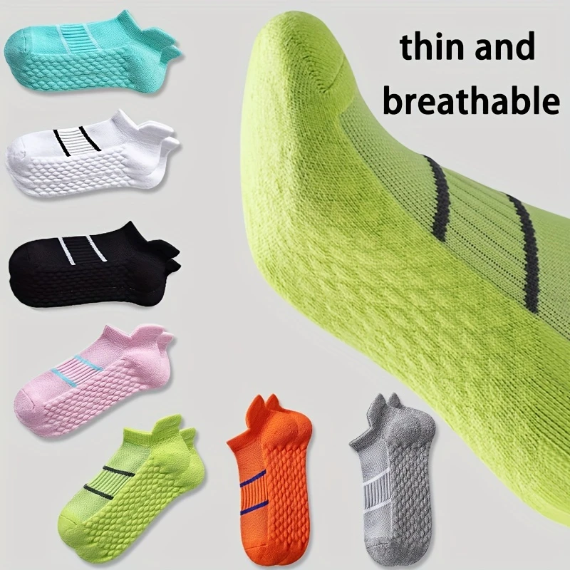 5pairs Men’s Professional Sports Socks, Summer Thin Mesh Breathable Sweat-absorbing Anti-odor Ear Lifting Heel Guard Short Socks