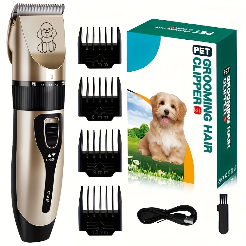 Cordless Pet Grooming Clipper, USB Rechargeable Dog & Cat Hair Trimmer, Low-Noise Professional Clippers for All Pet Sizes & Hair Lengths, Lithium Battery-18650 Series, Suitable for Cats, Dogs & Human Hair