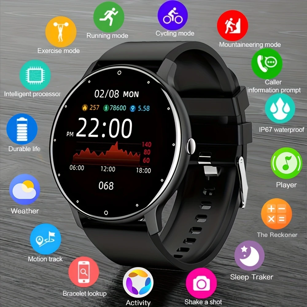 PEJE IP67 Smart Watch 1.39 inch Touch Screen 100+ Exercise Modes Weather Forecast Music Control Voice Assistant Continuous Body Monitoring Wireless Rechargeable Lithium Battery IP67 With Gift For Men Women