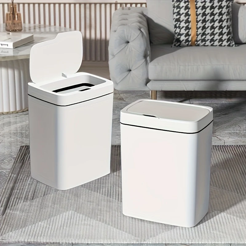 COCHILDOR Touchless Motion Sensor Trash Can with Airtight Lid, Multipurpose Plastic Trash Can for Bathroom, Living Room, Kitchen – Smart Open Lid Design