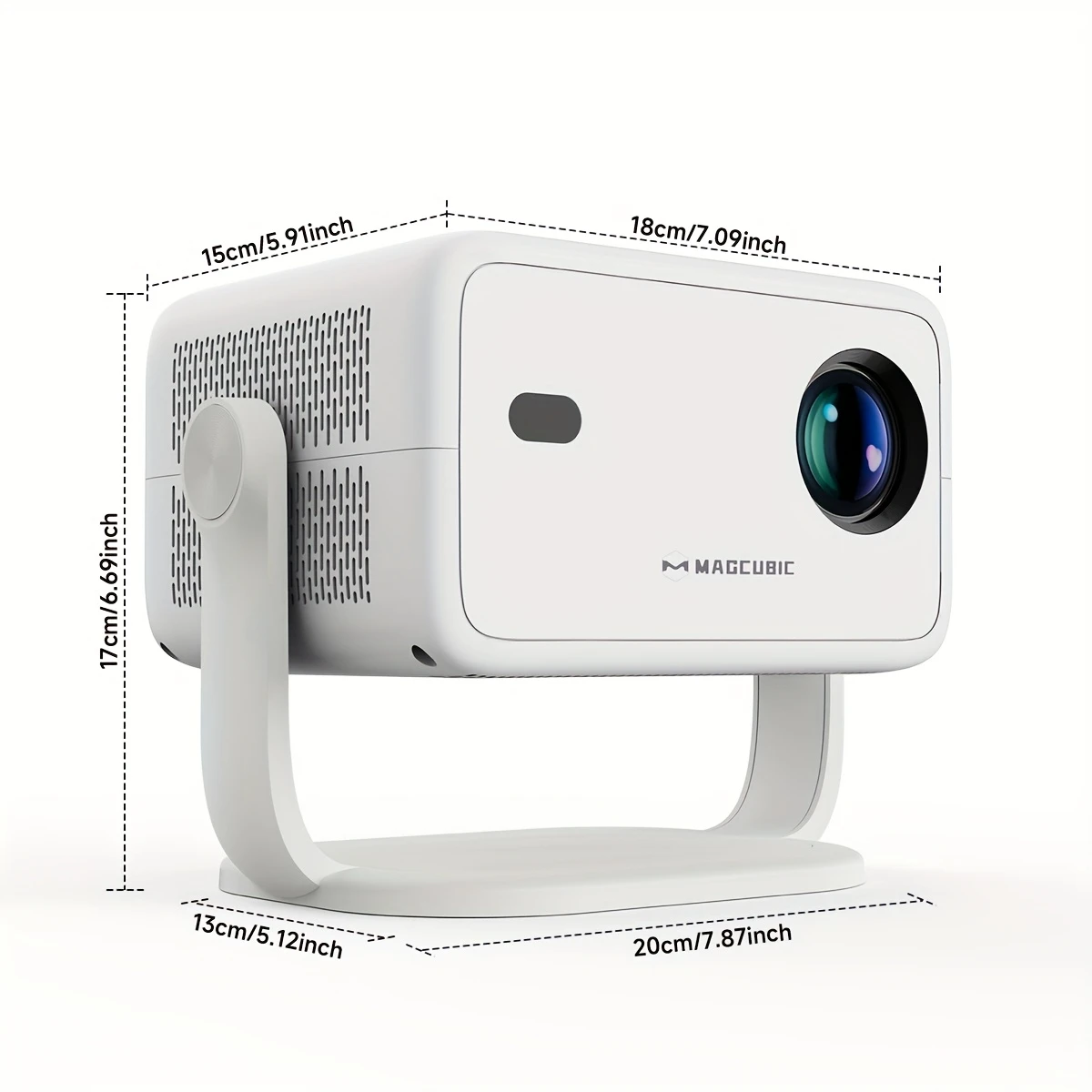Magcubic L018 Portable Projector – Native 1080P HD, 650ANSI Ultra-Brightness, Android 11, 360° Adjustable & Removable Design, Auto Focus/Keystone Correction, Dual Band WiFi, Voice Control, Energy Saving Mode, Cinema-Like Experience